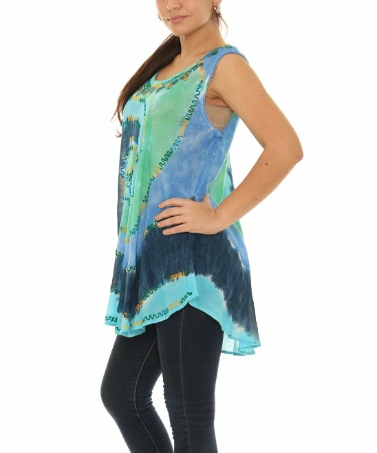 Coupon π Shoreline Green & Blue Hurricane Tie-Dye Sleeveless Tunic - Plus π₯° - Image 2
