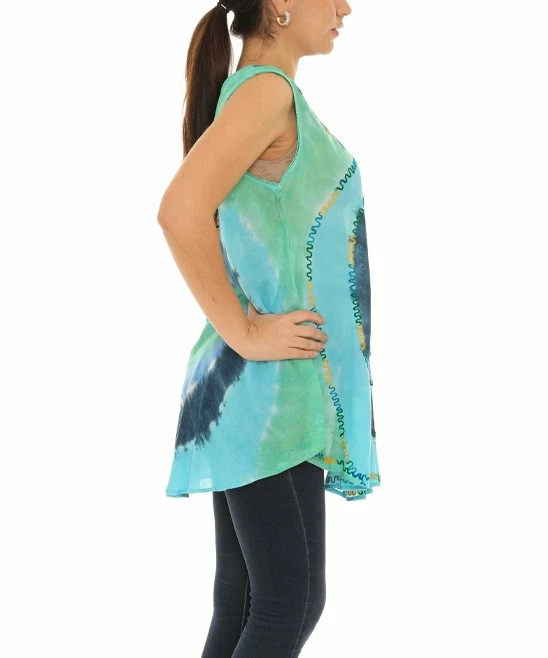 Coupon π Shoreline Green & Blue Hurricane Tie-Dye Sleeveless Tunic - Plus π₯° - Image 3