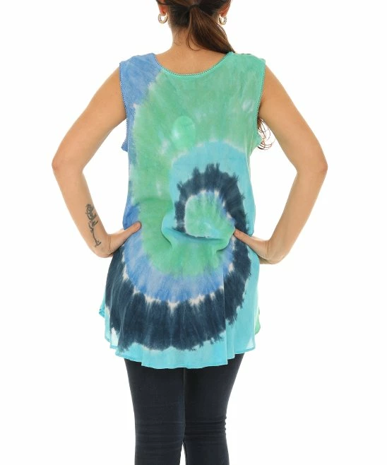 Coupon π Shoreline Green & Blue Hurricane Tie-Dye Sleeveless Tunic - Plus π₯° - Image 5
