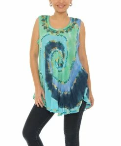Coupon 🎁 Shoreline Green & Blue Hurricane Tie-Dye Sleeveless Tunic - Plus 🥰