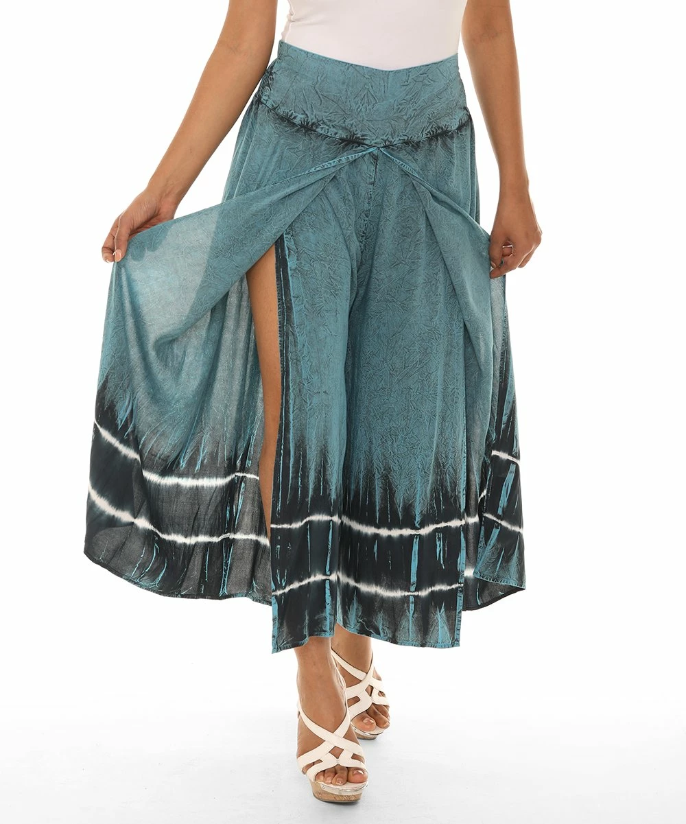 Best deal β Shoreline Teal & Black Dip-Dye Side-Slit Wide-Leg Pants - π© Women & Plus π - Image 2