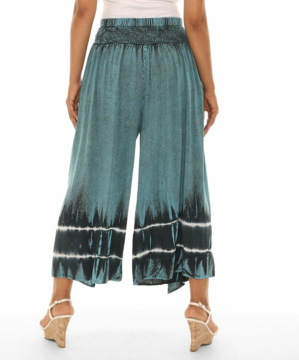 Best deal β Shoreline Teal & Black Dip-Dye Side-Slit Wide-Leg Pants - π© Women & Plus π - Image 3