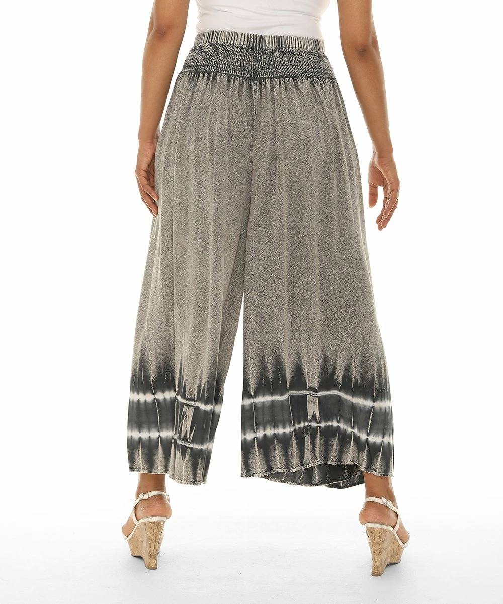 New 𧨠Shoreline Gray & Black Dip-Dye Side-Slit Wide-Leg Pants - Plus π - Image 2
