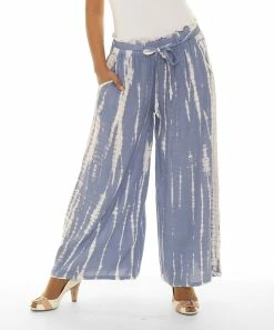 Brand new π Shoreline Blue & White Tie-Dye Belted Wide-Leg Pants - Plus π€©