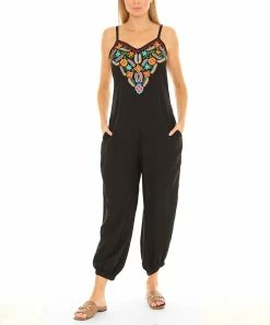 Brand new π Shoreline Black Floral-Embroidered Sleeveless Jumpsuit - π© Women β€οΈ
