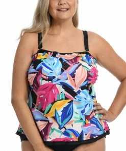 Best reviews of π Maxine | Light Blue & Pink Floral Convertible Tankini Top - Plus π€©