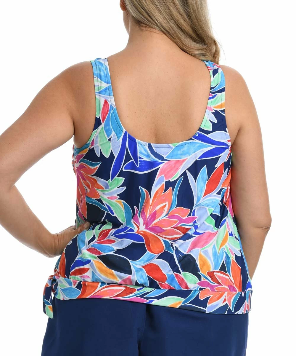Flash Sale π Maxine | Navy & Coral Floral Tankini Top - Plus π - Image 2