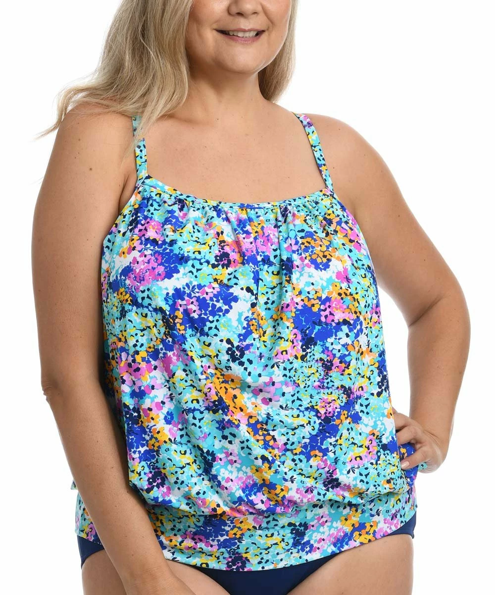 Deals π Maxine | Orange & Blue Tankini Top - Plus π