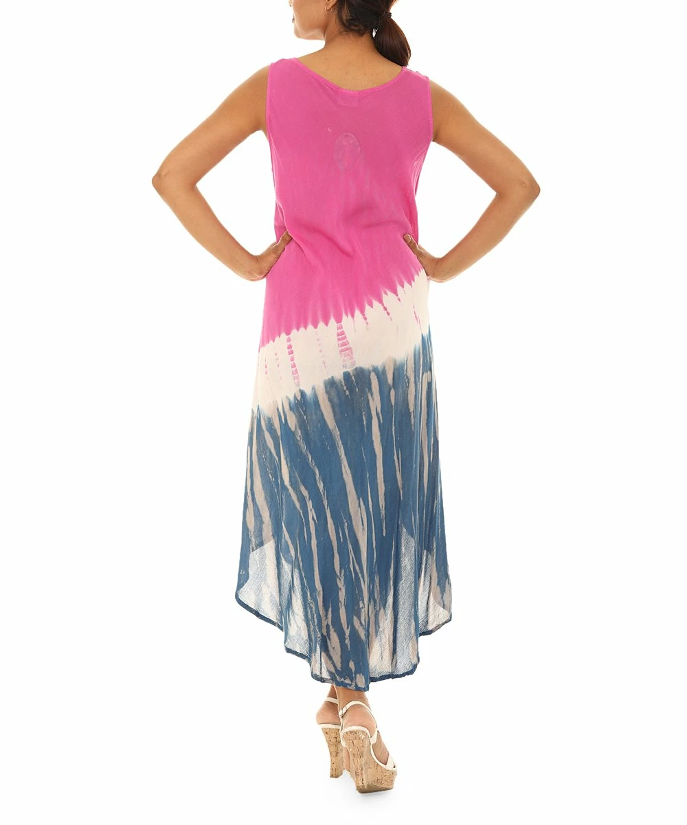 Best reviews of π Shoreline Pink & Blue Tie-Dye Sleeveless Midi π Dress - π© Women & Plus π - Image 3