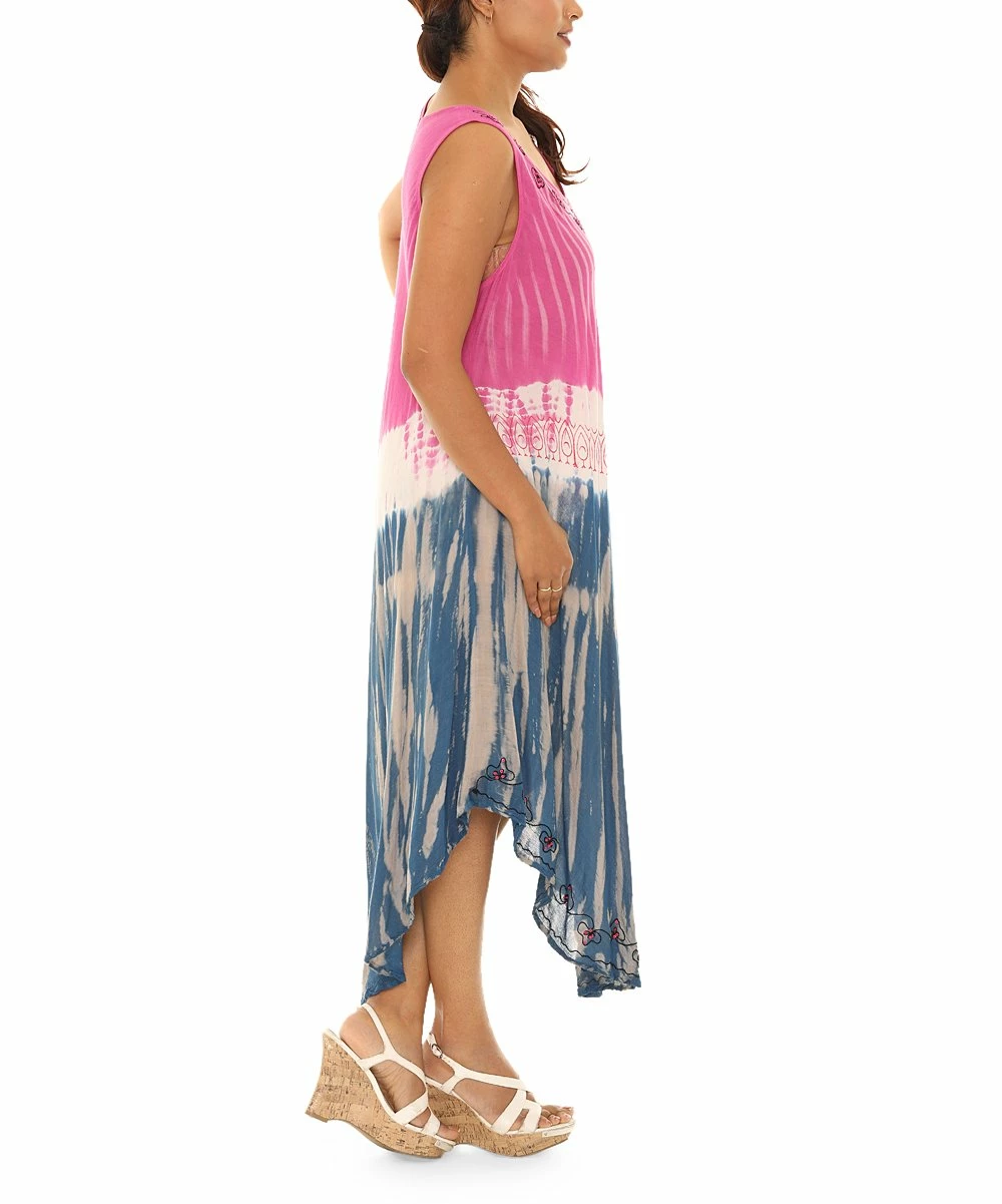 Best reviews of π Shoreline Pink & Blue Tie-Dye Sleeveless Midi π Dress - π© Women & Plus π - Image 4