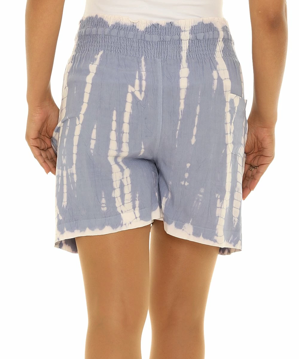 Best reviews of βοΈ Shoreline Blue Tie-Dye Elastic Drawstring-Waist Pocket Shorts - Plus π₯° - Image 2