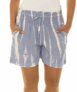 Best reviews of ✔️ Shoreline Blue Tie-Dye Elastic Drawstring-Waist Pocket Shorts - Plus 🥰