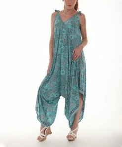New π Shoreline Turquoise & Gray Floral Jumpsuit - π© Women & Plus π