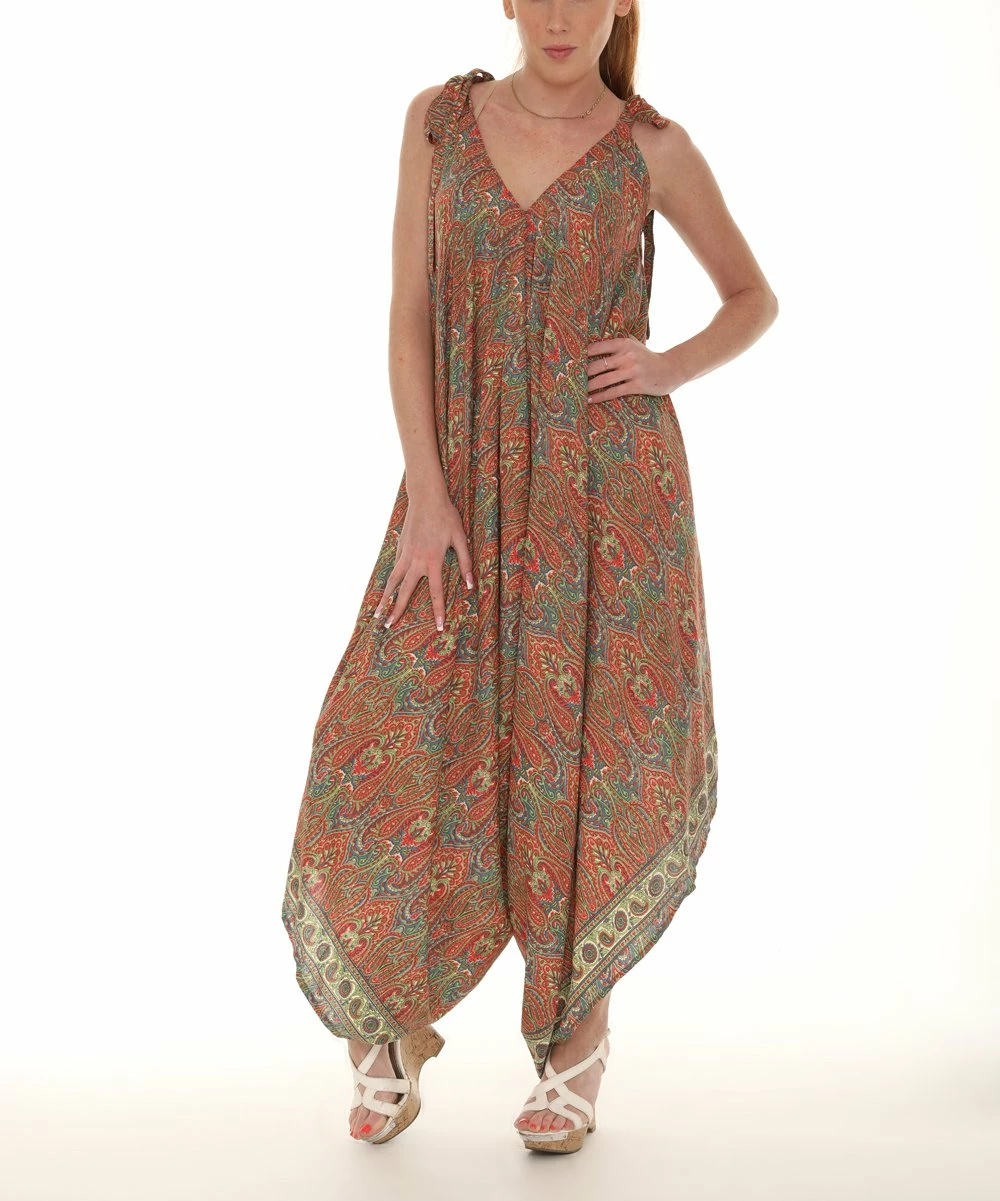 Brand new π Shoreline Orange & Gray Geometric Sleeveless Harem Jumpsuit - π© Women & Plus β - Image 4