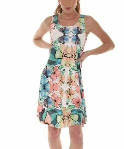 Wholesale π Shoreline White & Pastel Floral Sleeveless Shift π Dress - π© Women & Plus π―