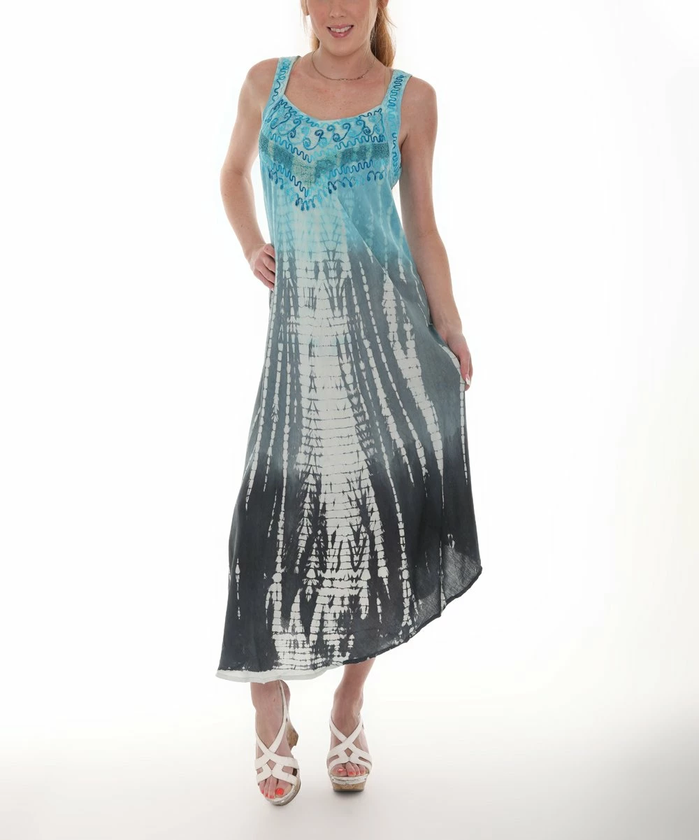 Top 10 β¨ Shoreline Gray & Blue Embroidered Sleeveless π Dress - π© Women & Plus π―