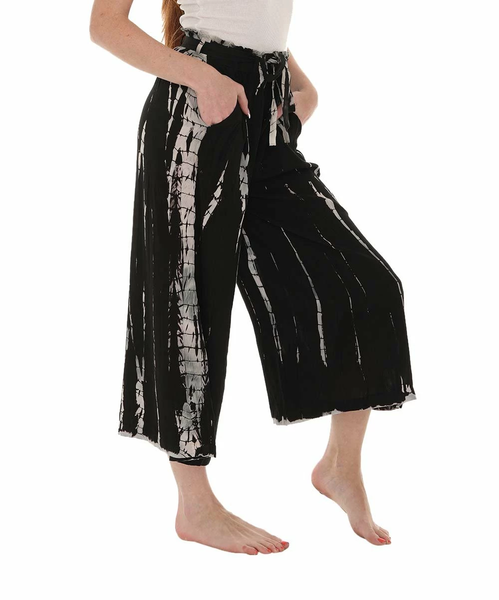 Coupon π€© Shoreline Black & Taupe Tie-Dye Belted Gaucho Pants - Plus π - Image 2