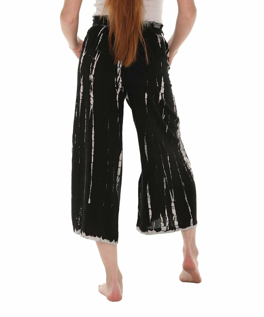 Coupon π€© Shoreline Black & Taupe Tie-Dye Belted Gaucho Pants - Plus π - Image 4