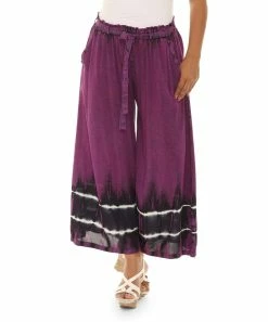 Buy π Shoreline Eggplant & Black Stripe Belted Gaucho Pants - π© Women & Plus π