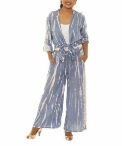 Cheapest π Shoreline Blue & White Tie-Dye Button-Up & Gaucho Pants - π© Women & Plus π