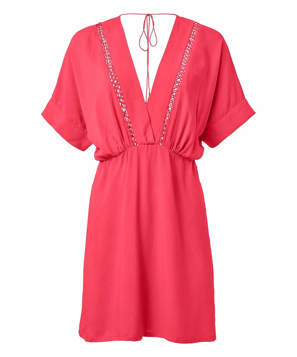 Budget π₯° Venus | Pink Crochet-Trim Tassel-Tie Deep V-Neck Cover-Up - π© Women & Plus π₯ - Image 4