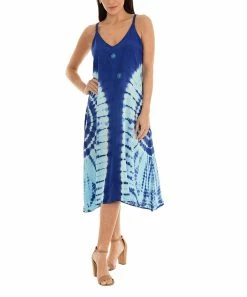 Deals ❤️ Shoreline Turquoise Tie-Dye V-Neck Shift 👗 Dress - 👩 Women & Plus 🛒