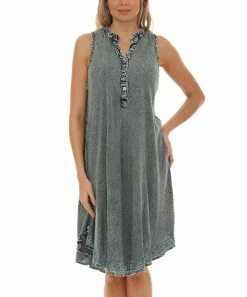 Budget βοΈ Shoreline Gray Acid Wash Sleeveless Pocket π Dress - π© Women & Plus π₯°