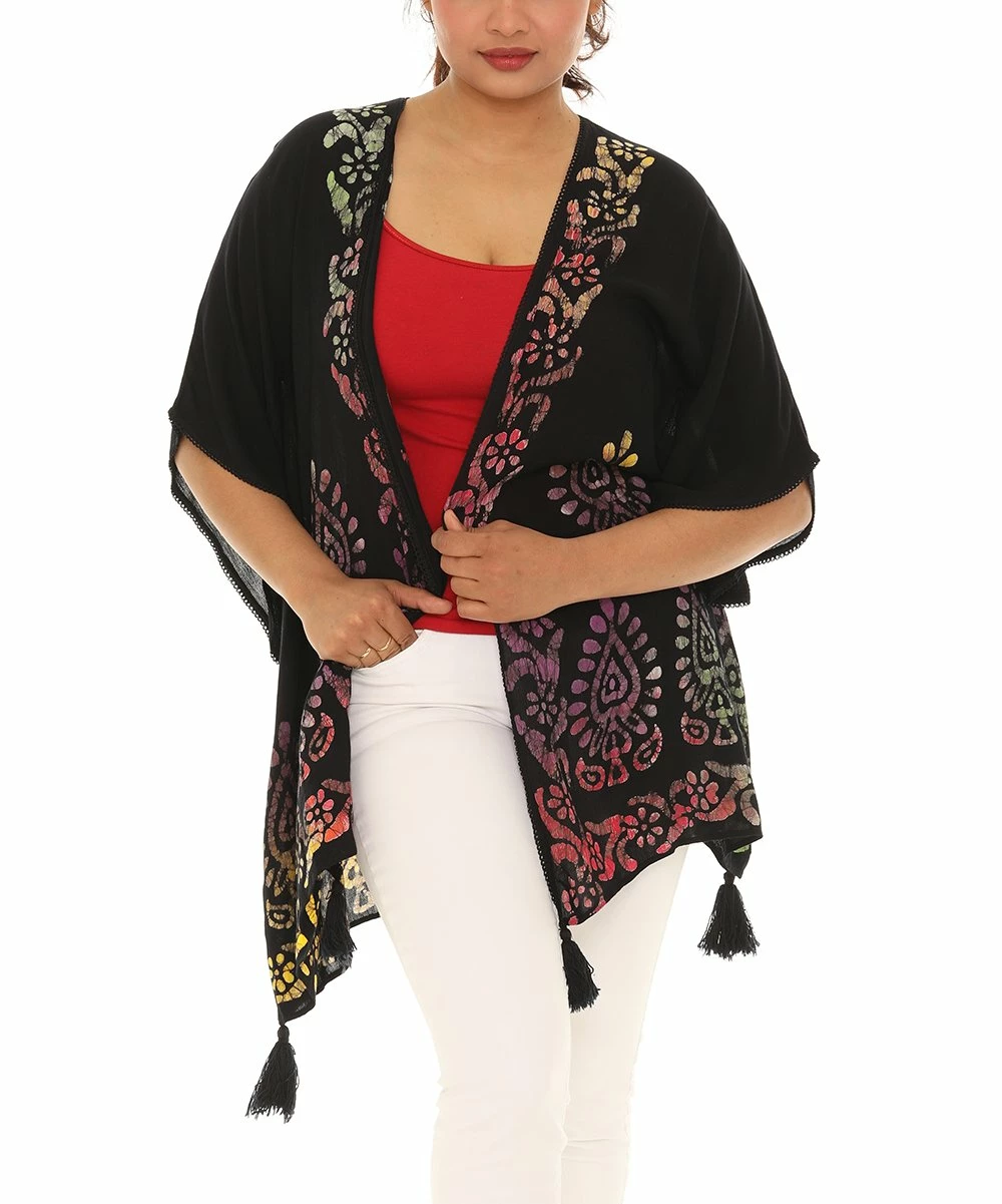 Hot Sale π₯° Shoreline Black & Pink Batik Half-Sleeve Open Cardigan - π© Women & Plus π - Image 3