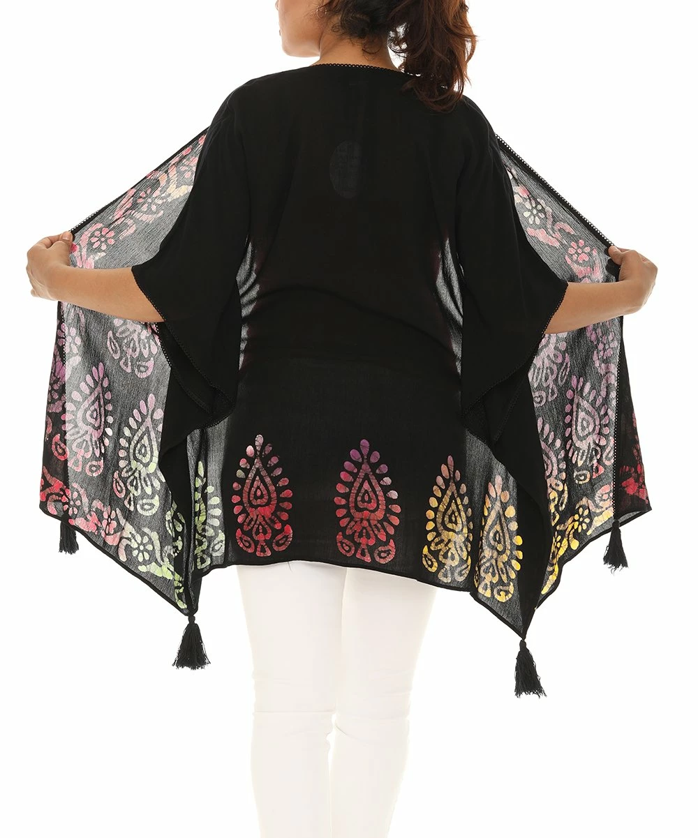 Hot Sale π₯° Shoreline Black & Pink Batik Half-Sleeve Open Cardigan - π© Women & Plus π - Image 4