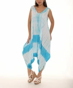 Buy π Shoreline Turquoise & White Tie-Dye Harem Jumpsuit - π© Women & Plus π