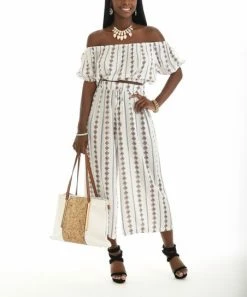 Cheap 💯 Shoreline White & Red Geometric Palazzo Pants - 👩 Women & Plus 🤩