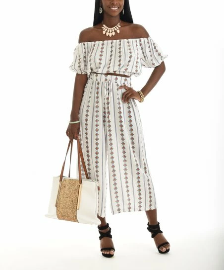 Cheap π― Shoreline White & Red Geometric Palazzo Pants - π© Women & Plus π€©