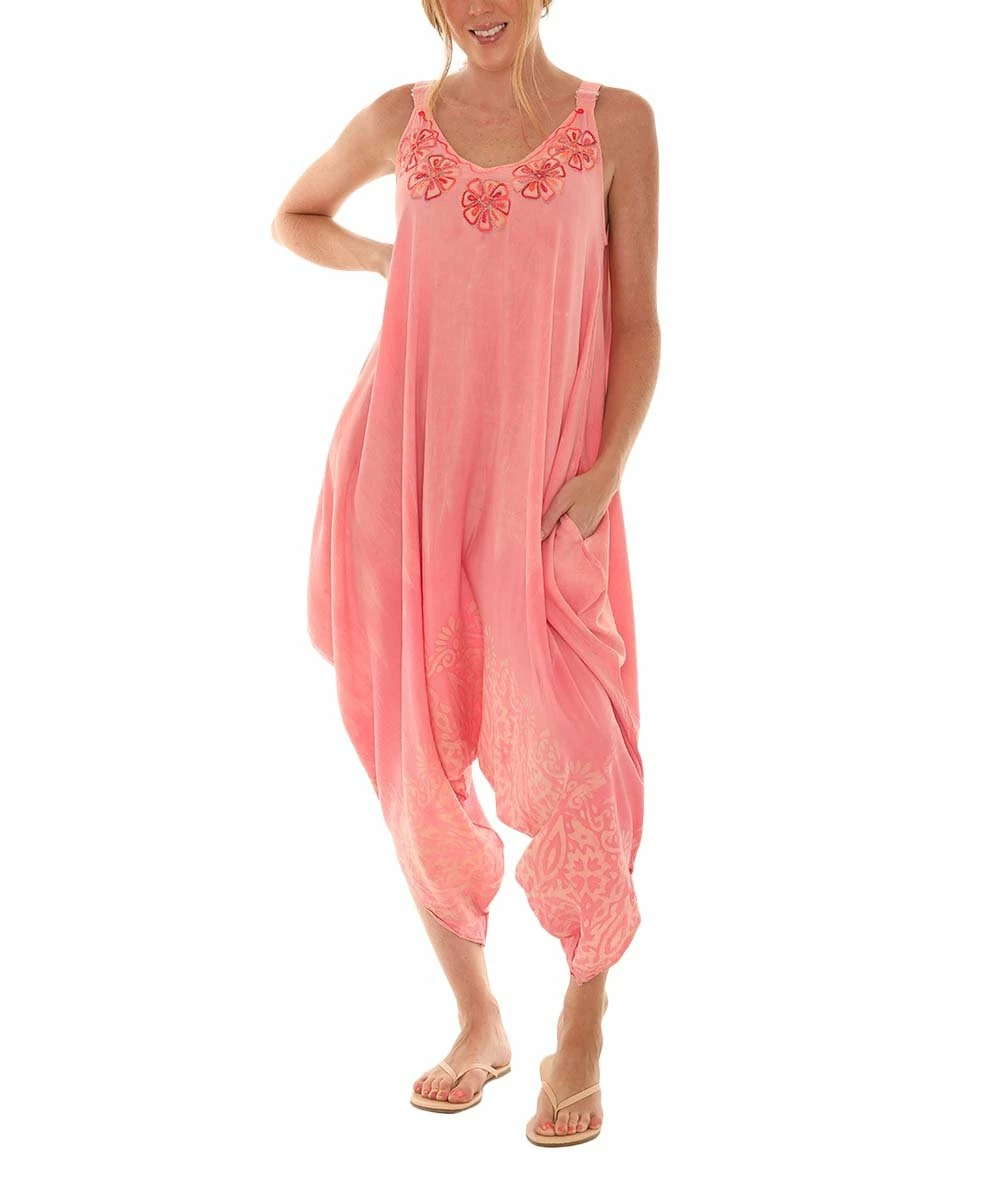 Deals π₯° Shoreline Coral Tie-Dye Floral-Accent Harem Jumpsuit - π© Women & Plus π - Image 4