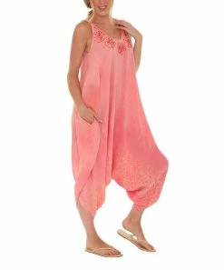 Deals π₯° Shoreline Coral Tie-Dye Floral-Accent Harem Jumpsuit - π© Women & Plus π