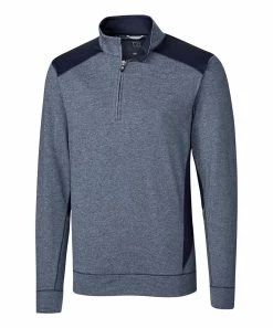 Best reviews of π Cutter & Buck | Navy Color Block Stripe-Accent Shoreline Pullover - Men π