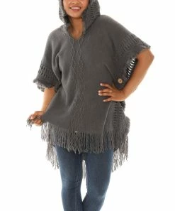 Flash Sale 👍 Shoreline Gray Button-Accent Poncho - 👩 Women & Plus 🤩