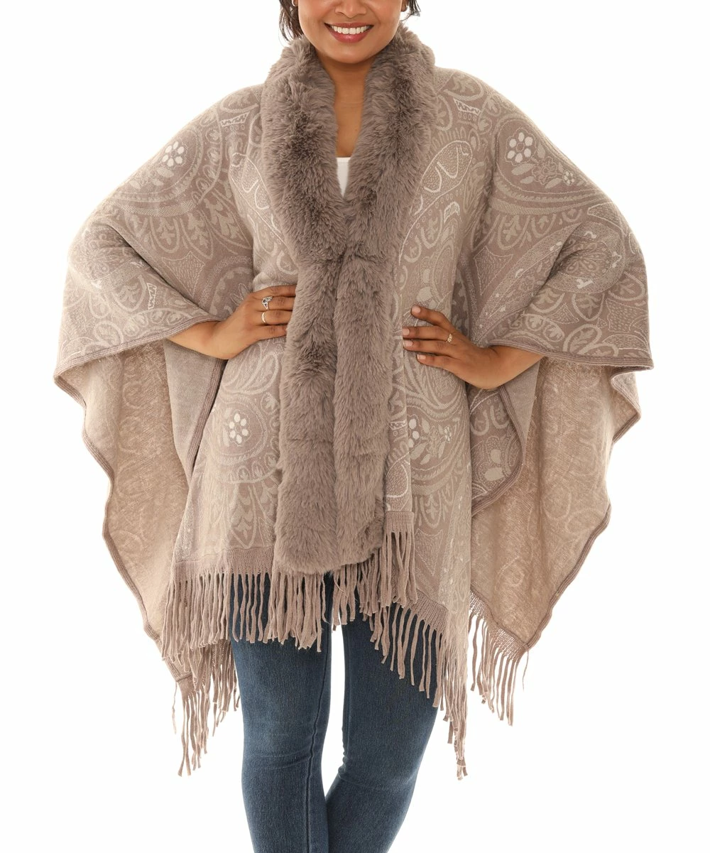 Promo π Shoreline Beige Plush-Trim Ruana - π© Women & Plus π - Image 3