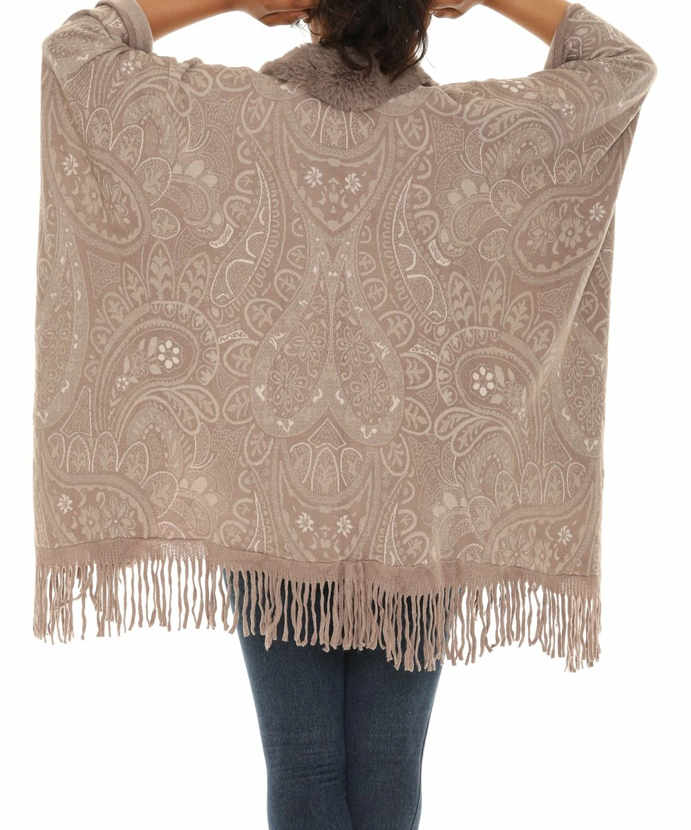 Promo π Shoreline Beige Plush-Trim Ruana - π© Women & Plus π - Image 4