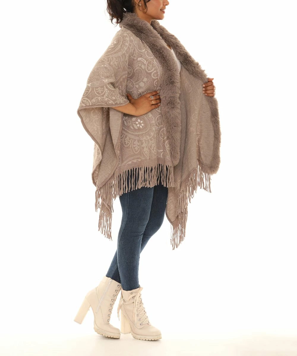 Promo π Shoreline Beige Plush-Trim Ruana - π© Women & Plus π - Image 5