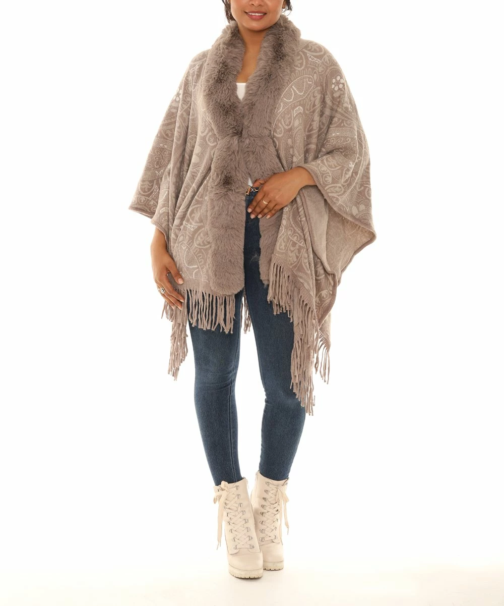 Promo π Shoreline Beige Plush-Trim Ruana - π© Women & Plus π