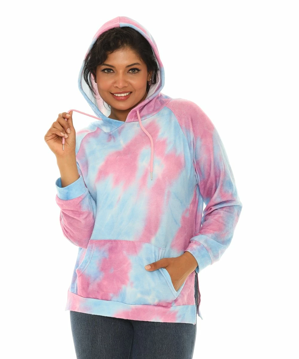 Top 10 𧨠Shoreline Pink & Blue Tie-Dye Pocket Hoodie - π© Women & Plus π - Image 3