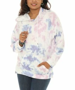 New 🥰 Shoreline Purple & Cream Tie-Dye Drawstring Hoodie - 👩 Women & Plus 🎁