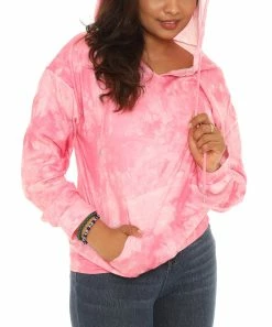 Budget π₯° Shoreline Pink Tie-Dye Pocket Hoodie - π© Women & Plus π