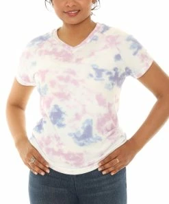 Best Sale π€© Shoreline Blue & Cream Tie-Dye Short-Sleeve V-Neck Top - π© Women & Plus π―
