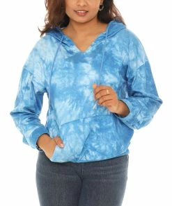 Best Pirce 🎁 Shoreline White & Blue Tie-Dye Hoodie - 👩 Women & Plus 😍