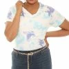 Best Sale 🔔 Shoreline Cream & Purple Tie-Dye Short-Sleeve V-Neck Top - 👩 Women & Plus 🛒