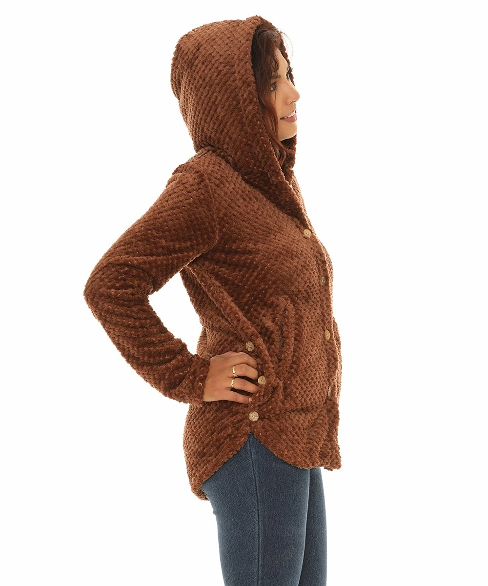 Budget β Shoreline Chestnut Brown Pocket Button-Up Hoodie - π© Women & Plus π - Image 2