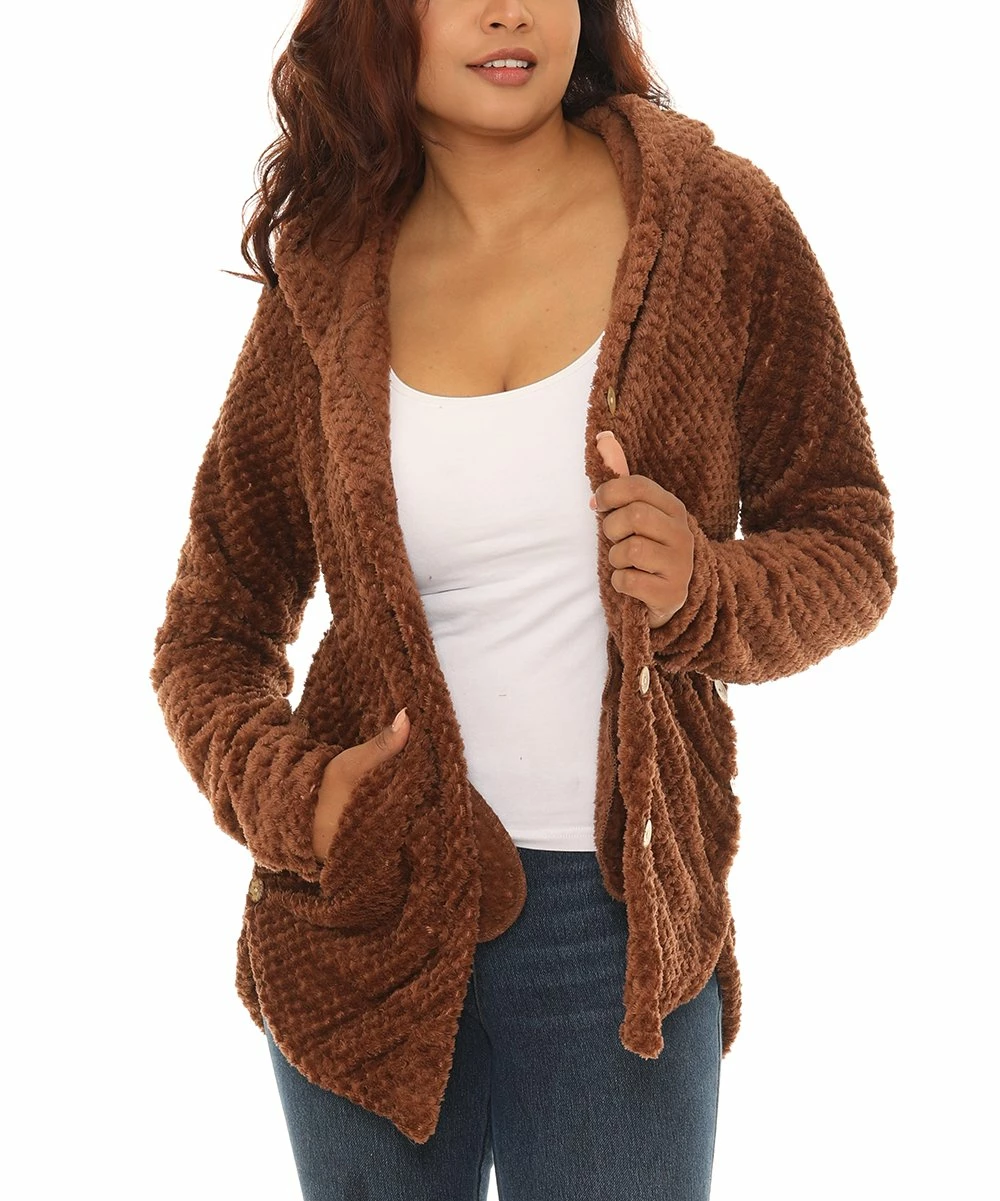 Budget β Shoreline Chestnut Brown Pocket Button-Up Hoodie - π© Women & Plus π - Image 3