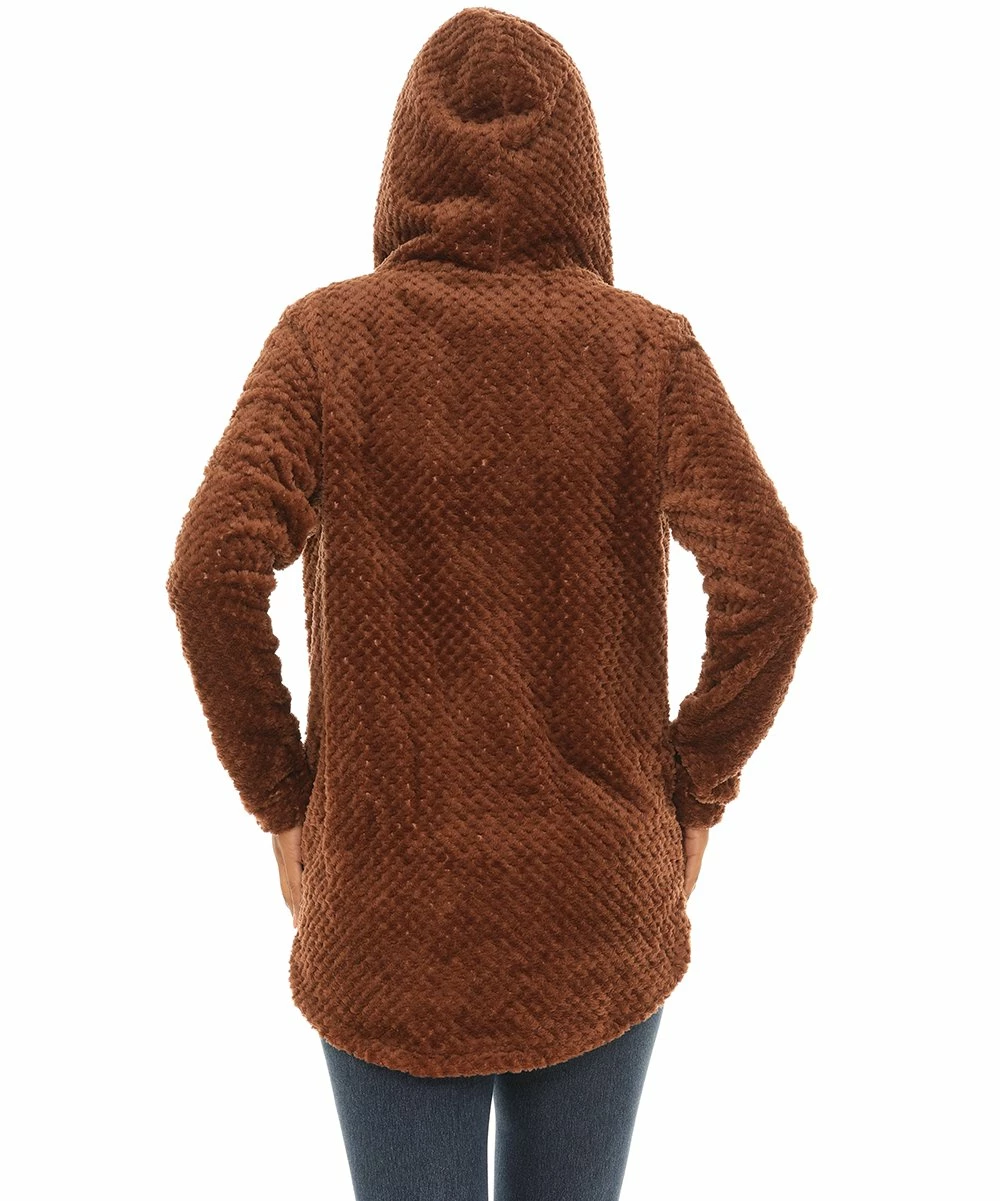 Budget β Shoreline Chestnut Brown Pocket Button-Up Hoodie - π© Women & Plus π - Image 4