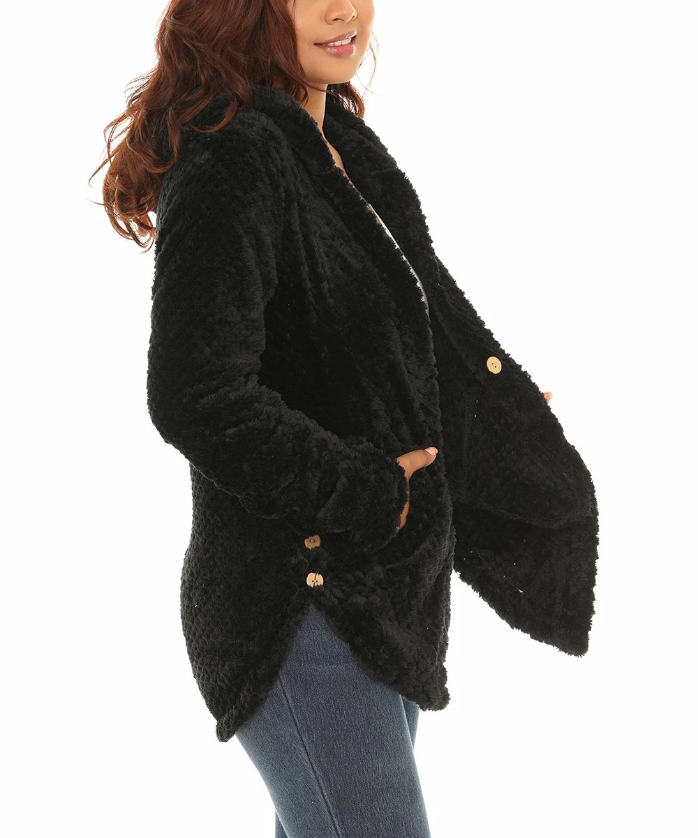 Cheap π Shoreline Black Pocket Button-Up Hoodie - π© Women & Plus π - Image 3